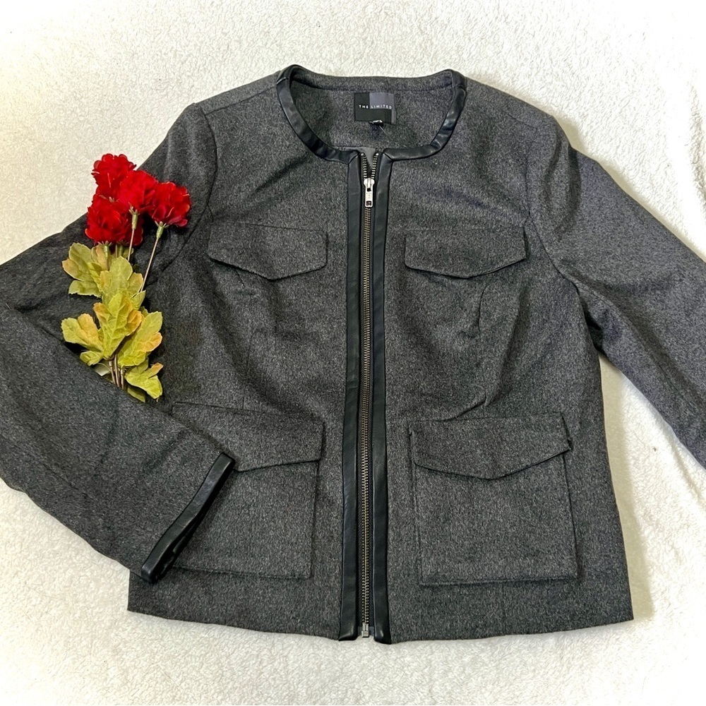 The Limited NWT Wool Moto Leather Trim Blazer - Medium